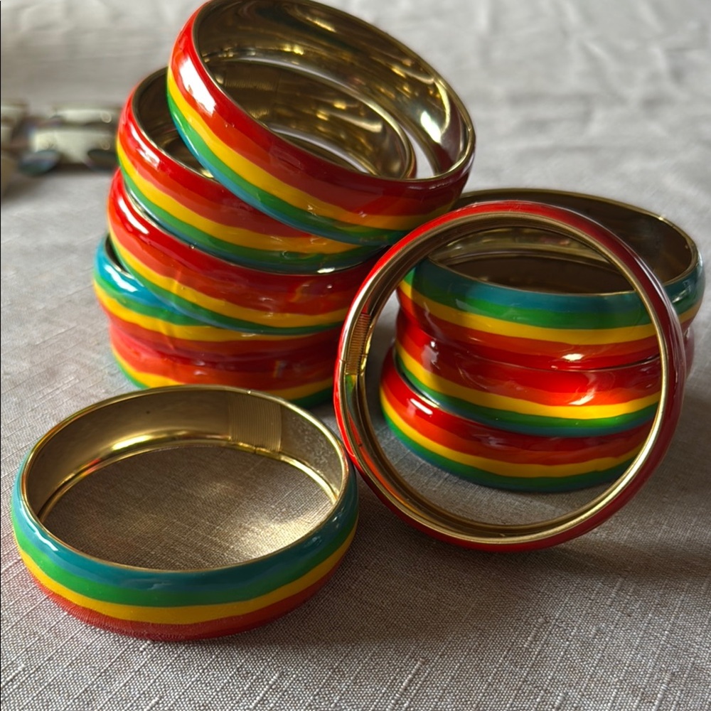 Rainbow Bangles enamel painted